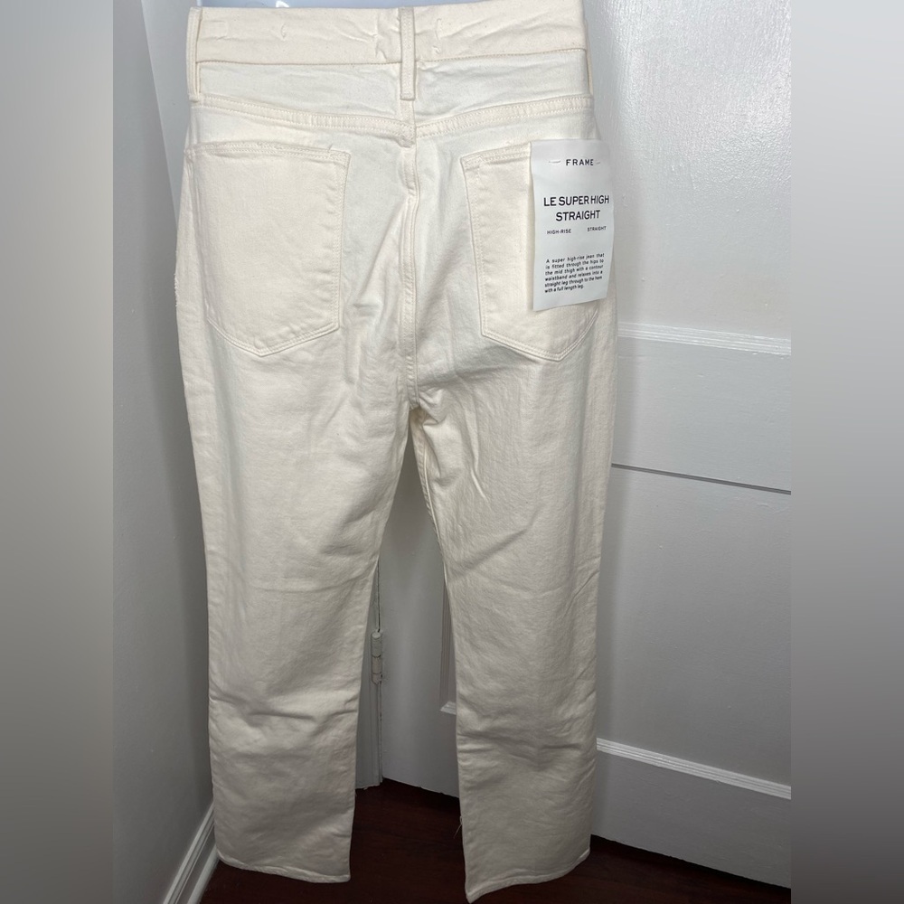 FRAME NWT Denim Women's Cream Jeans Le Super High Rise - Picture 5 of 7